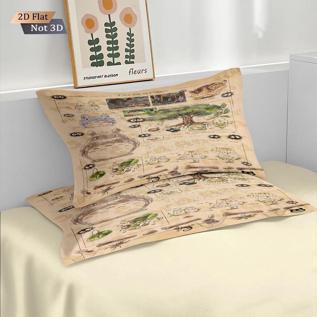 Three-Piece Totoro Series Down Duvet Cover Set with Digital Printing