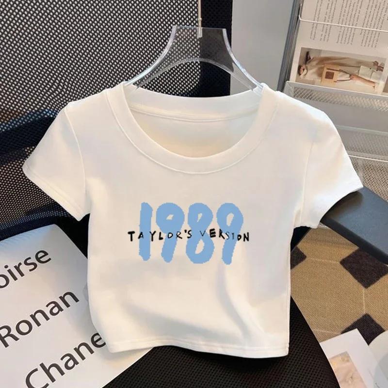 Unisex 1989 Damen Konzert Crop Tops Übergroßes Country Musik Shirt Musikliebhaber Shirts Taylors Merchandise Übergroßes Album Fan Geschenk