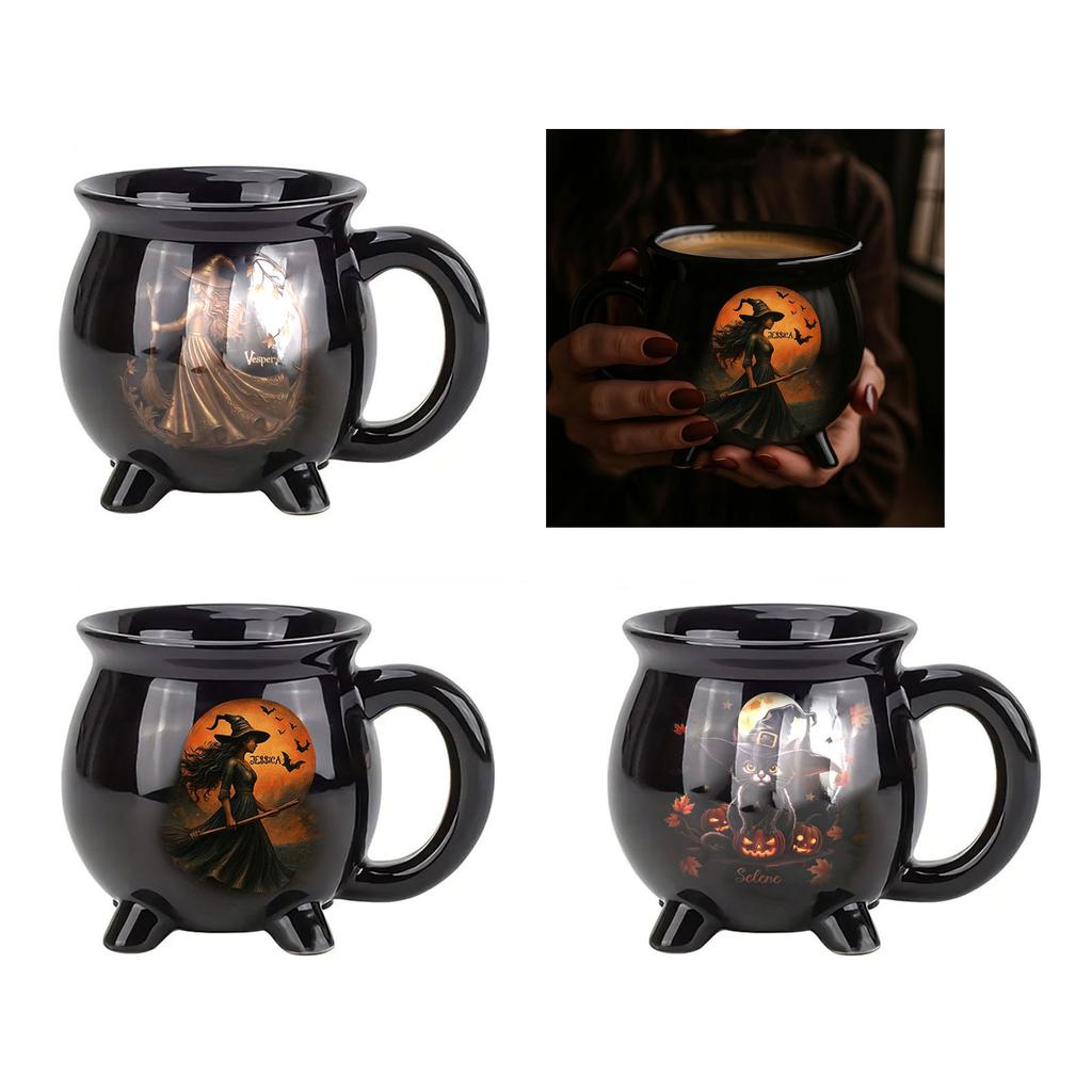 Halloween Witch Cauldron Mug Resin Creative Coffee Cup For Hot Beverages Creative Kitchen Drinkware Gift Giving
