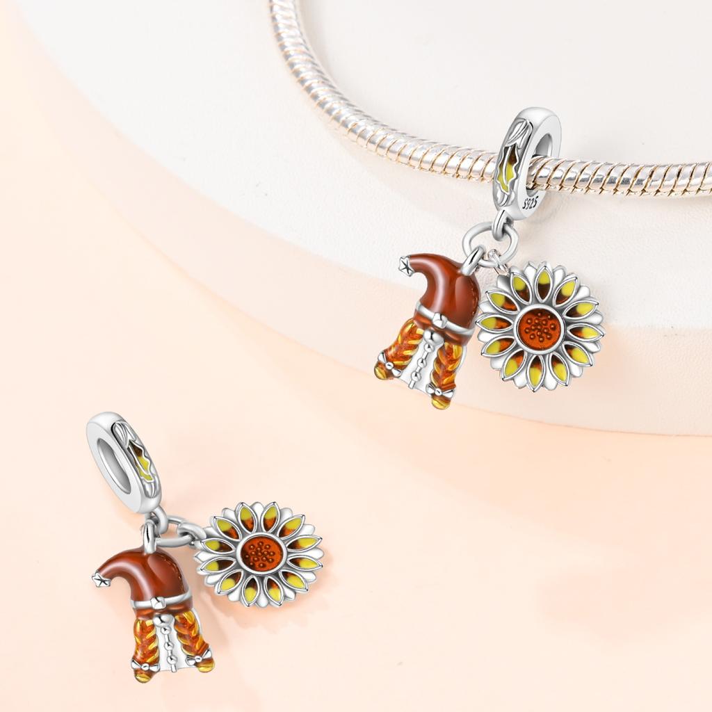Charms Heilendes Gelbes Sonnenschein-Sonnenblumen-Natürliche Herbst-Perlen Passend für 925 Charms Armband Perlen Schmuck Geschenke für Frauen