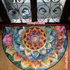 Colorful Ethnic Style Flower Semi-Circular Carpet Soft Non-Slip Decorative Mat 2D Print Aesthetic Rug for Bedroom Balcony Entrance