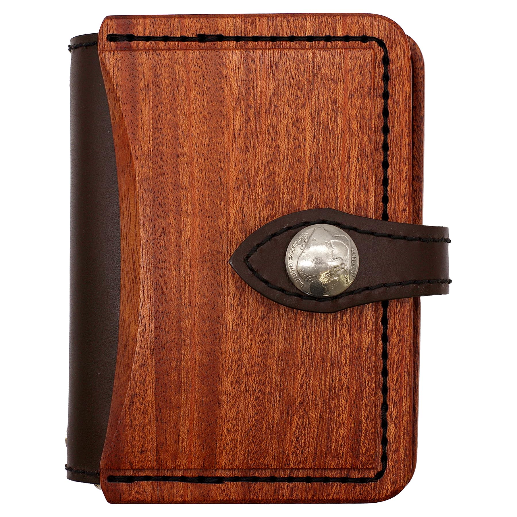 

System Notebook Mini 6 Size Wood Leather C Ring Diameter 15mm & [Dark Brown] wl_mini6_