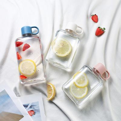 Yousheng Water Cup 360/500ml Flat Water Bottle BPA Free Portable Pocket Size Water Container Transparent Drinkware