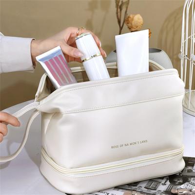 Kozmetik Çantası Büyük Kapasiteli Taşınabilir PU Kozmetik Çantası Seyahat Kozmetik Yıkama Saklama Çantası