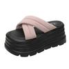 Fashion 8CM High Platform Slippers For Women Open Toe Leather Wedges Chunky Sandals New 2025 Summer Thick Bottom Female Beach Flip Flops