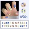 Winter fresh and simple pure lust style bride dance wear nails rainbow love rose fake nails
