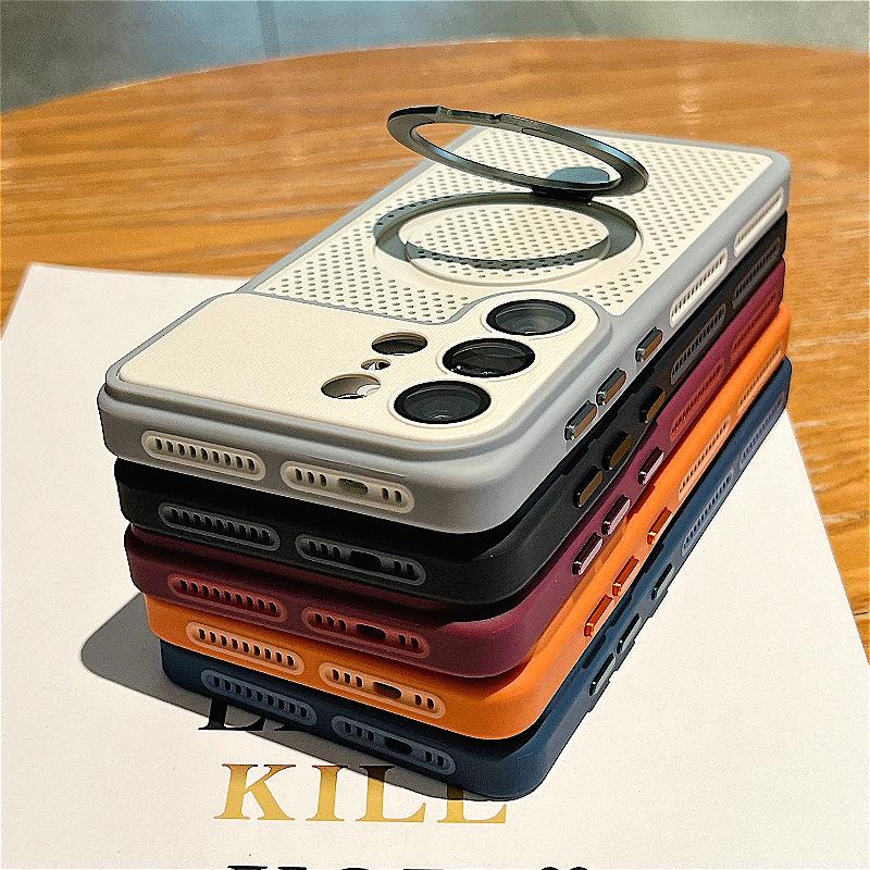 For Funda Samsung Galaxy S26 S25 S24 Ultra Case Luxury Heat-Dissipating Magnetic Bracket Shockproof Protection Phone Cover