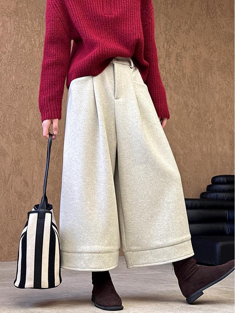 Juzhi 2024 Podzim/Zima Ležérní Volné Široké Korejské Kalhoty