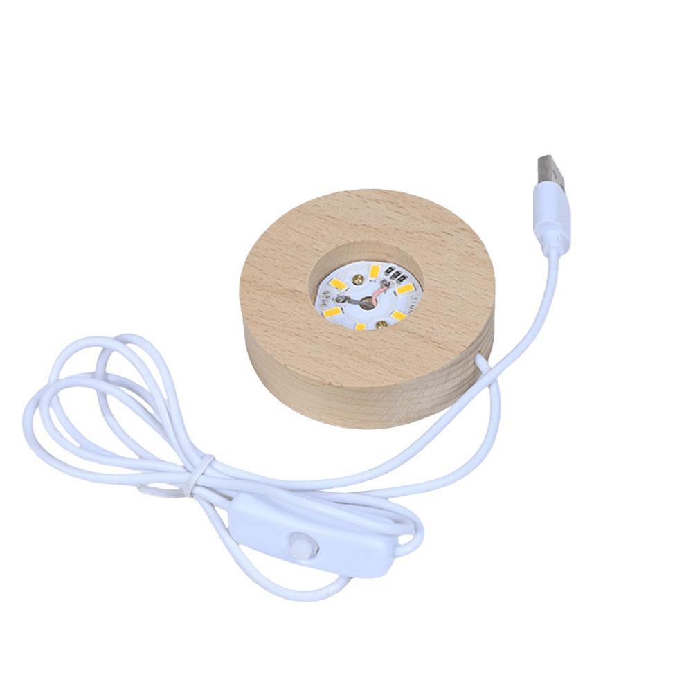 1-10pcs Rectangle Solid Wooden LED Base Strip Luminous Base USB Lighted Stand for Resin Letter Lamp Glass Resin Art