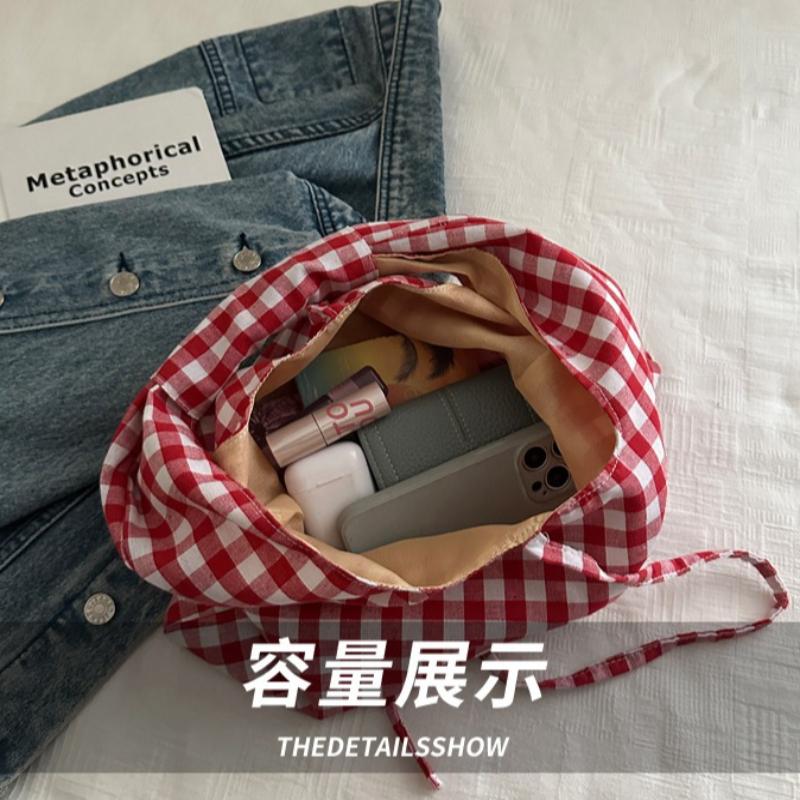 Vintage Plaid Shoulder Bags for Women Large Capacity Versatile Ladies Vest Bag Lightweight Portable Female Shopping Tote Handbag