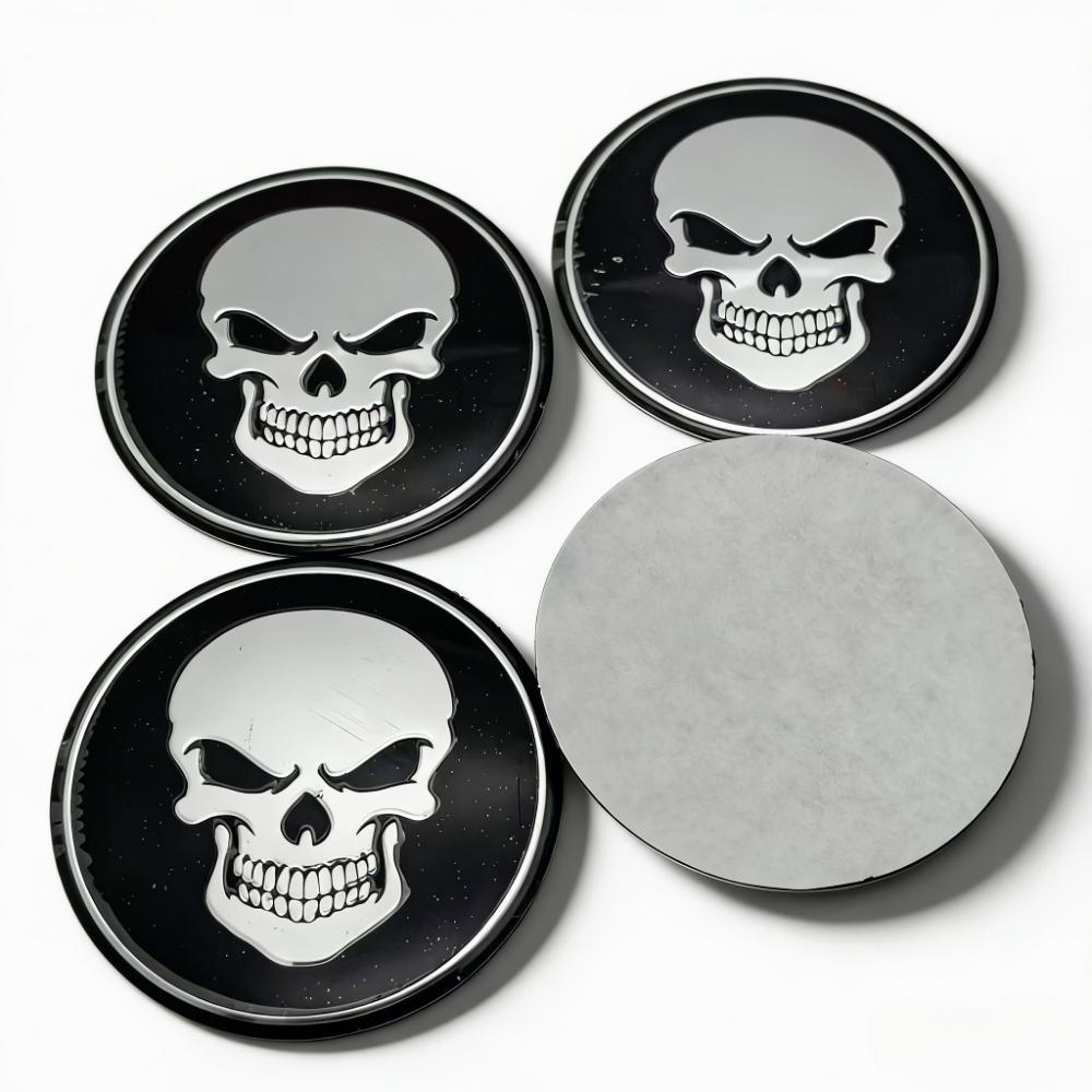 4 szt. 45 MM 56 MM Emblemat z logo czaszki Naklejki samochodowe Akcesoria do kołpaków środkowych piasty koła kołpaka felgi osłony przeciwpyłowe Odznaka Wymiana