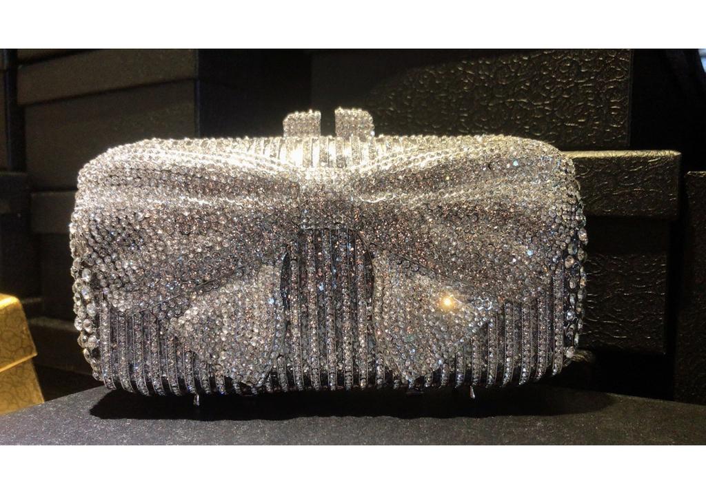 Mermaid handmade diamond-encrusted evening bag foreign trade empty metal hard box full of diamonds hand bag for women Stone Clut