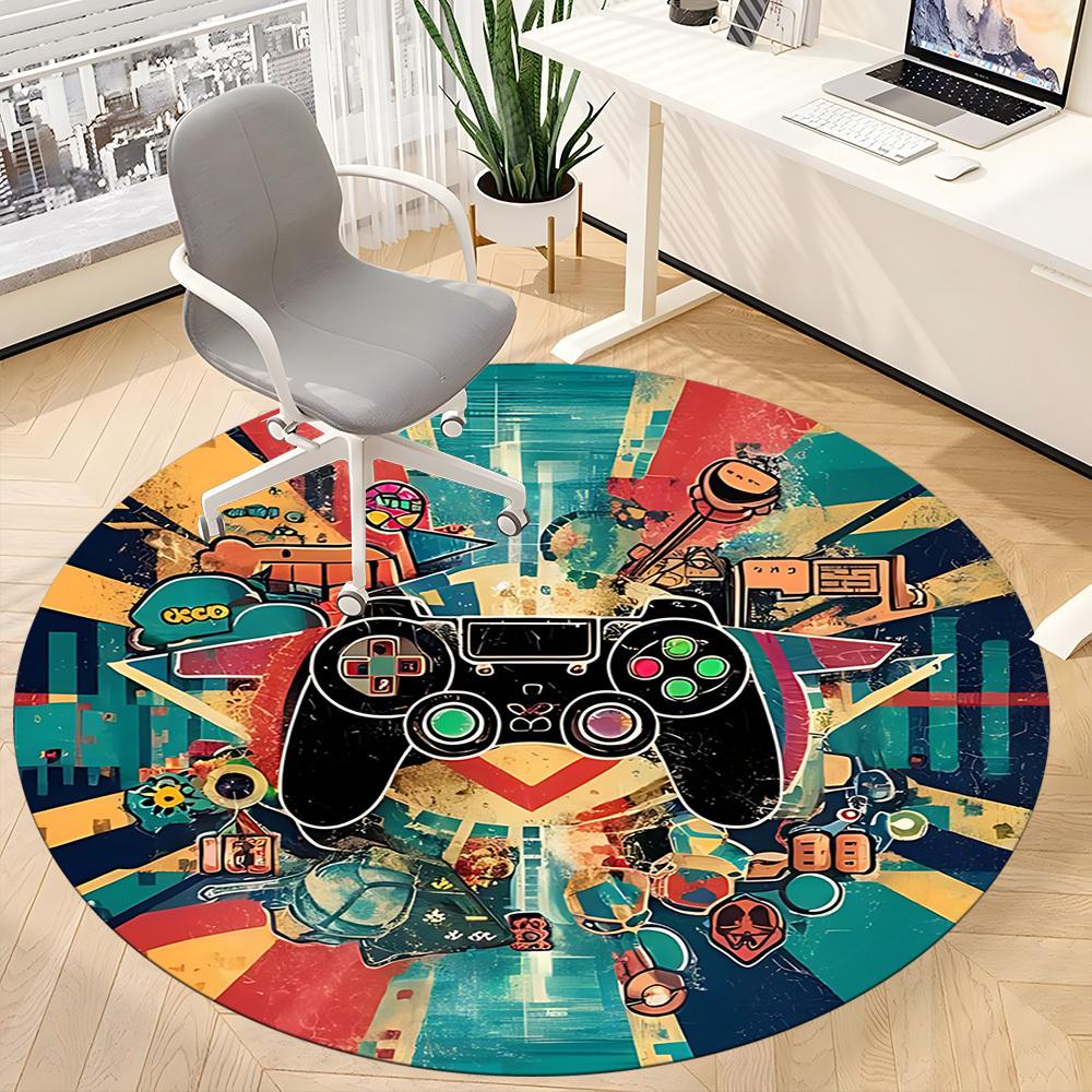 1 Stück Runde Teppichmatte für Gamer-Konsole, Büro, unter Bürostühlen, Schlafzimmer, Wohnzimmer, Heimdekoration, Zimmerdeko
