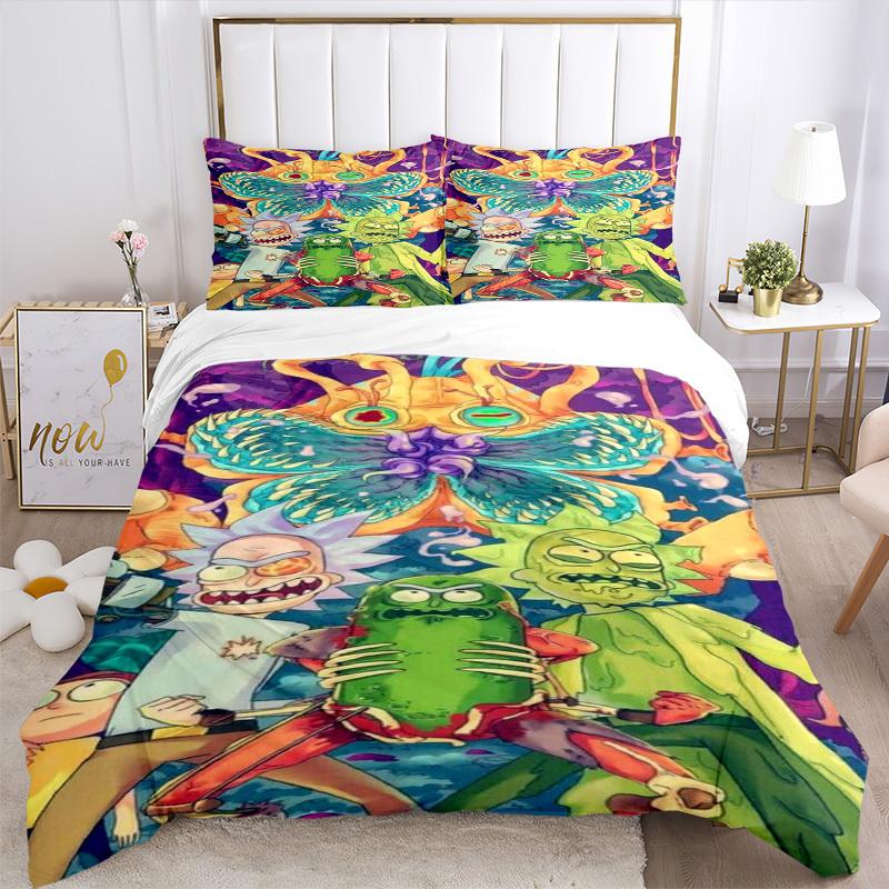 Rick and Morty: Trippy Adventure Bedding Set Comforter Cover Gift for Bedroom,Includes 1 Cover and 2 Pillowcases, No InsertB321