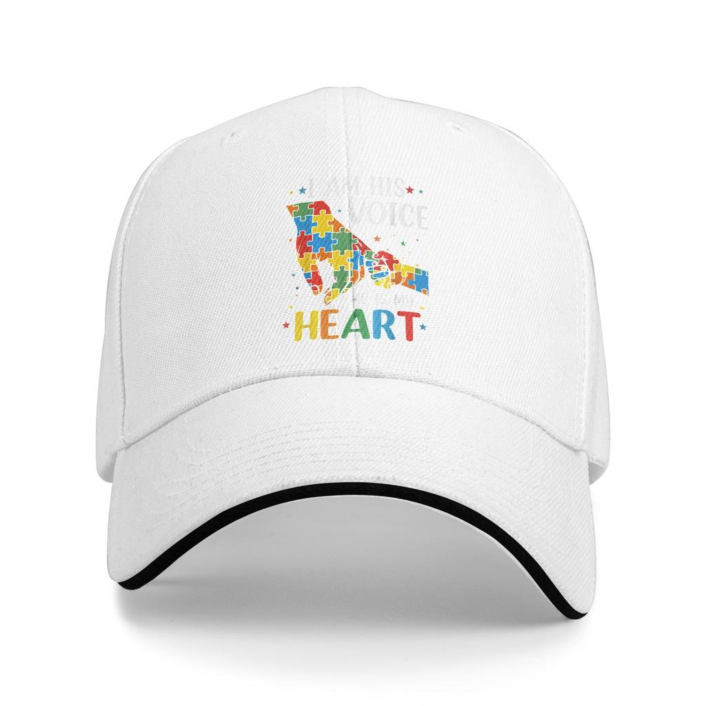 I Am His Voice He is My Heart Autism Awareness Mom Baseball Cap Cool Hip Hop Hats Summer Unisex Men Outdoor Sports Baseball Caps