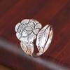 Buyee 925 Silver Big Ring Finger Peony Open Ring for Women Fashion Flower Fine Jewelry Circle Gift