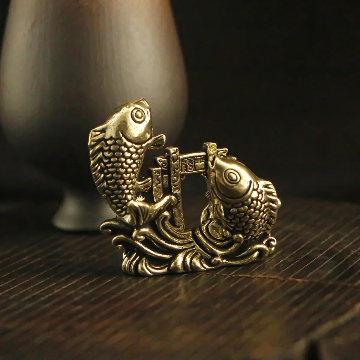 

Латунное украшение в виде рыбы кои для дома, гостиной, офиса, журнального столика, чайный питомец, Декор, Бронзовое ремесленное украшение, Украшение в виде рыбы кои