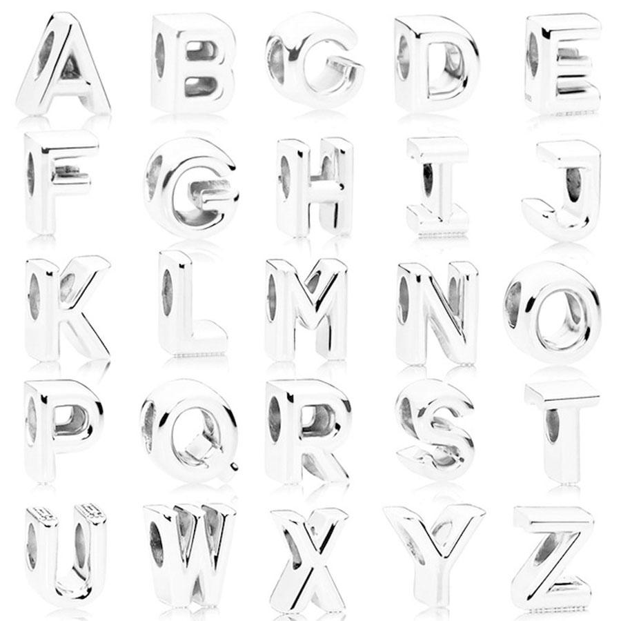 New S925 Silver 26 Letter A-Z Charm Fine Beads Fit Original  Charms Silver S925 Bracelet Accessories DIY Jewelry For Women