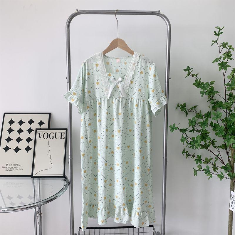 Princess Style Nightdress for Women Summer Cloud Cotton Short Sleeve Cute New Arrival Sweet Ins Style Dress Plus Size Pajamas for Women