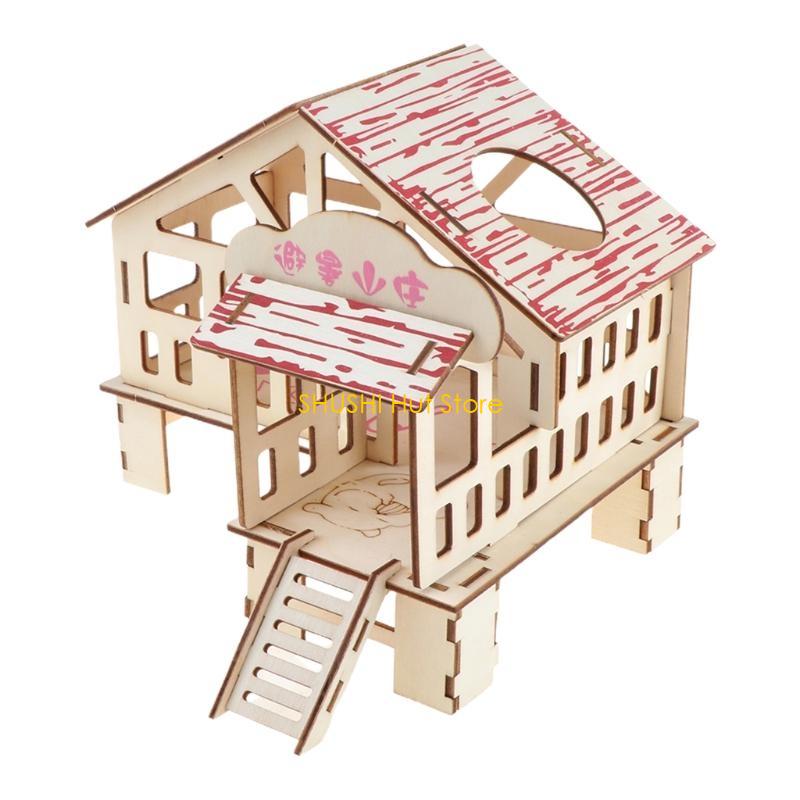 Activities Exercise Small Animals House Pet Gerbil Double Layer Villa D57B