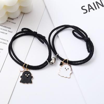 Paired Bracelets Cute Halloween Ghost Black White Devil Pendant Bracelet Lovers Friends Couple Bracelet Party Women Jewelry Gift