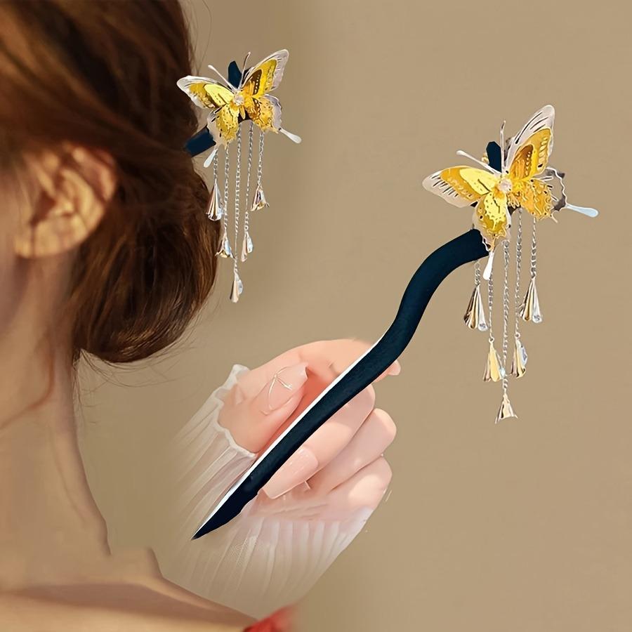 1PC Golden Butterfly Dancing - Tassel Butterfly Hairpin With New Chinese Style High End Charm Qipao Shooting Paired with Hairpin