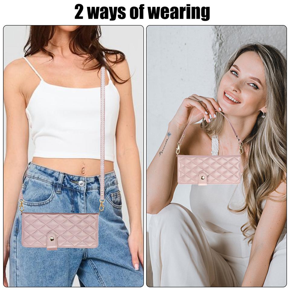 Lanyard Crossbody Pen Slot Multi Card Wallet Schultergurt Hülle für Samsung Galaxy Z Fold 5 3 4 Z Flip 5 Flip4 Flip3 Cover Luxus PU Leder Telefon B