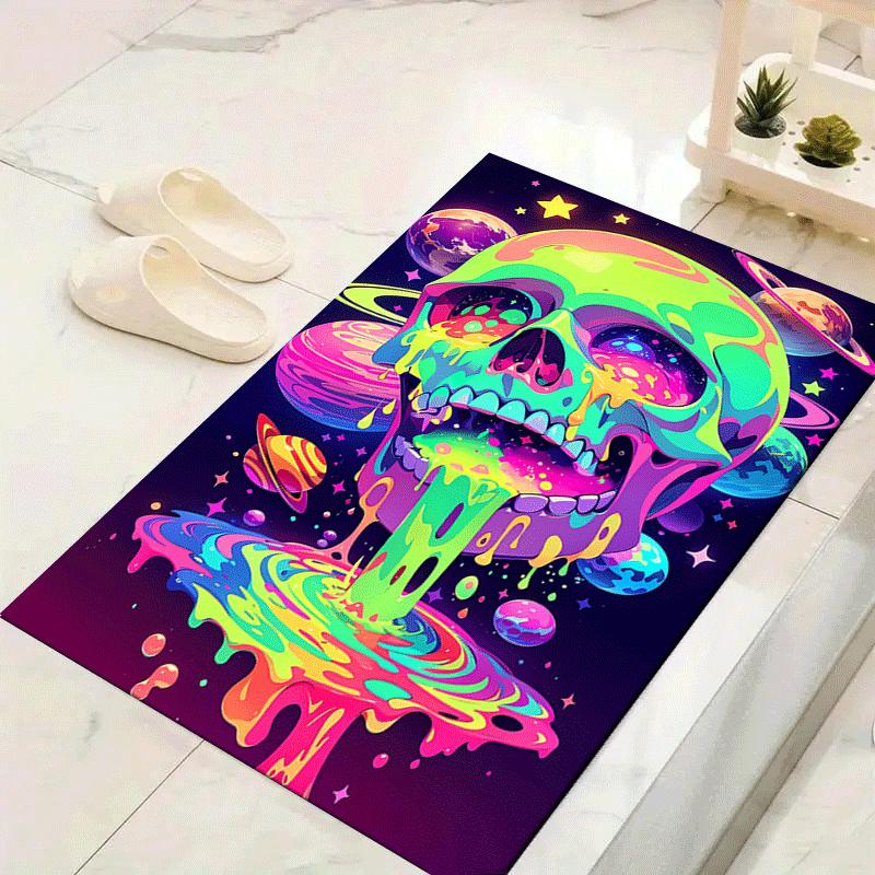 

1pc Colorful skull Design Area Rug - Soft, Anti-Slip, and Durable Gaming Room Decor for Bedroom 60cm by 90cm