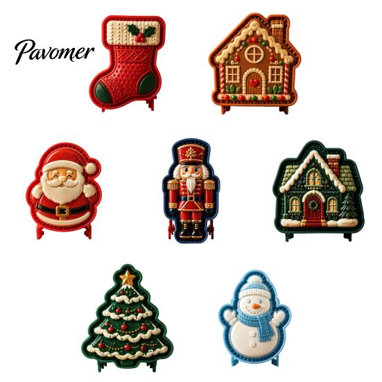 Kitchen Gifts for Bakers Christmas Mini Pie Mold, 3D Relief Embossed Hand Baking Gadgets Reusable DIY Dough Press Mold Holiday Party Molds