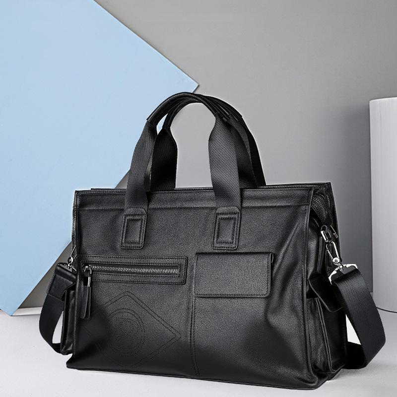 Men's Casual Genuine Leather Briefcase: Fashionable Cowhide Laptop Bag and Large Capacity Business Messenger Handbag