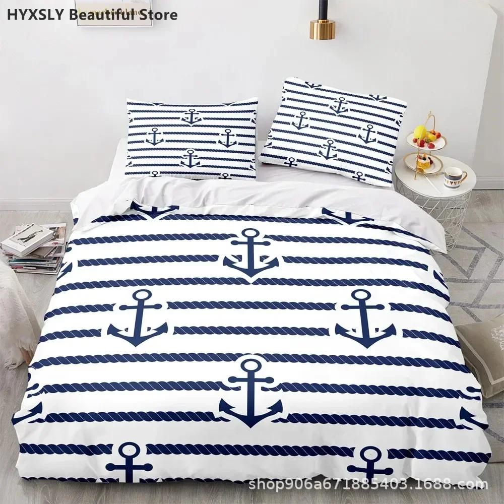 

Ship Anchor Nautical Bedding Set For Bedroom Soft Modern Bedspreads Comefortable Kids Duvet Cover Quilt Cover And Pillowcase 70x133cm 3pcs