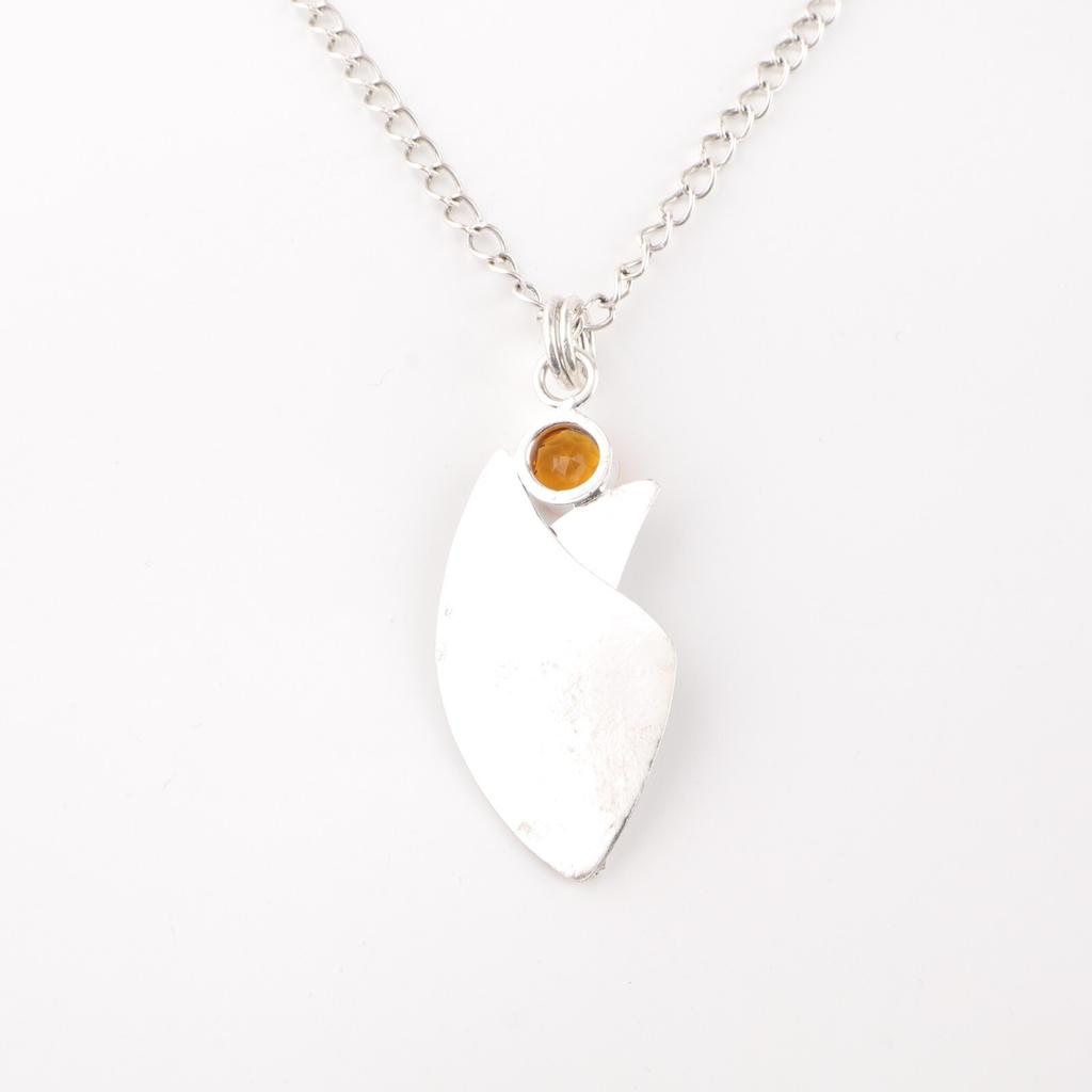 Seltener Citrin Edelstein 925 Sterlingsilber Schmuck Handgefertigter Anhänger Geschenk für Mama PP-36-1