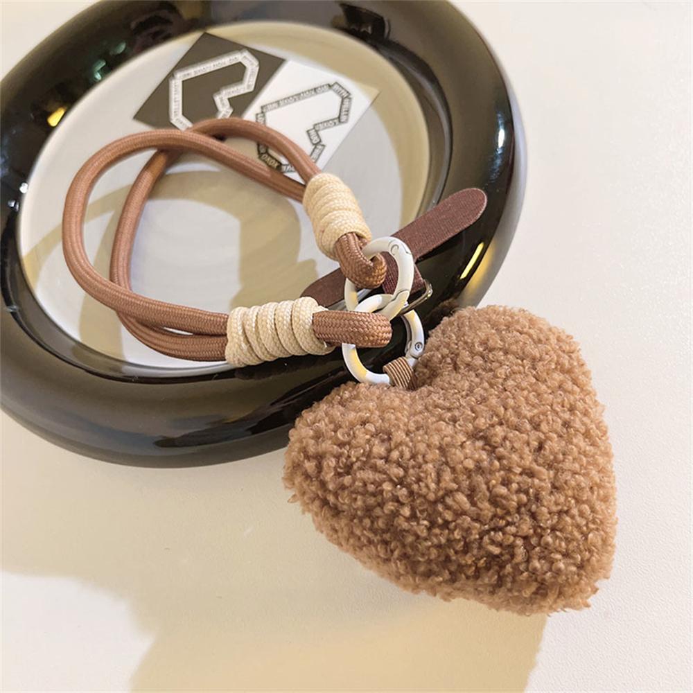 

Plush Love Heart Lanyard Keychains Key Chain Rings Phone Strap Mesh Landyard Bags Braided Strips Keycord Hanging Accessories
