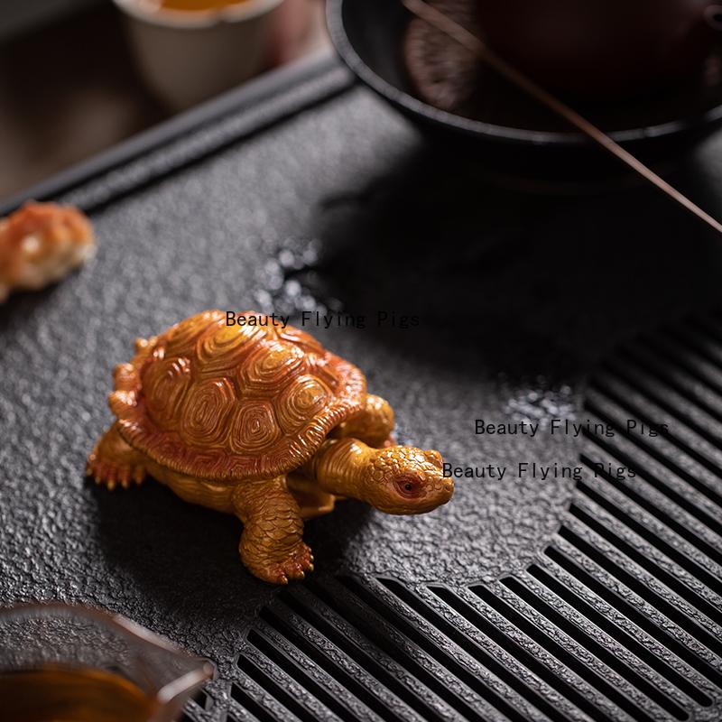 Resin Creative Color Changing Turtle Tea Pet Ornament Animal Friendly Tea Tray Desktop Decoration Accessories