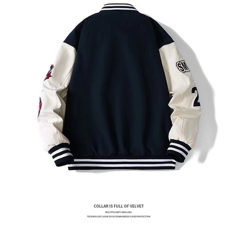 Letter Patch Baseball Jacket Casual Loose Varsity Coat