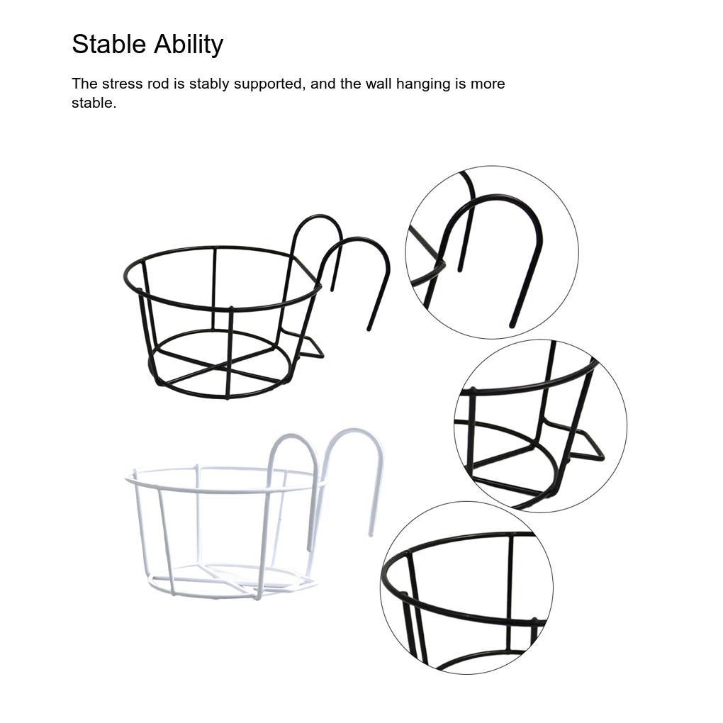 5 Parça Demir Korkuluk Çiçek Rafı Saksı Bitkileri Askılı Sepet Yuvarlak Raf Tutucu Balkon Çit İç Mekan Dış Mekan