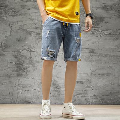 mens yellow denim shorts