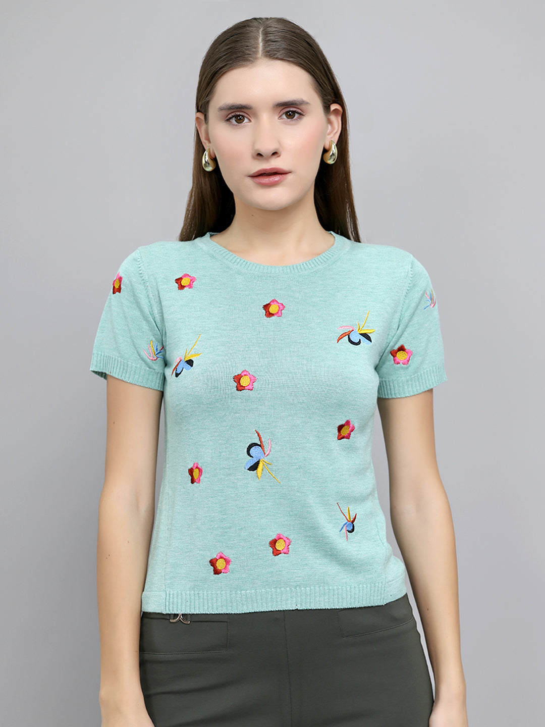 Monte Carlo Women Regular Fit Sea Green Top L салатный