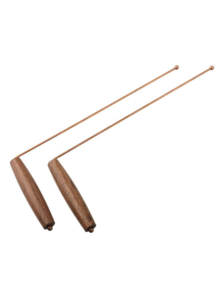 2 Pack 99.9% Copper Dowsing Rods with Real Birch Wood Comfort Handles