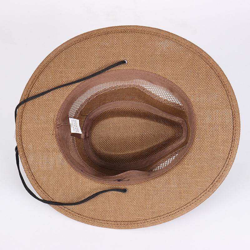 Lace-up men's top hat Breathable mesh top hat Outdoor face covering sun hat Summer retro antique top hat