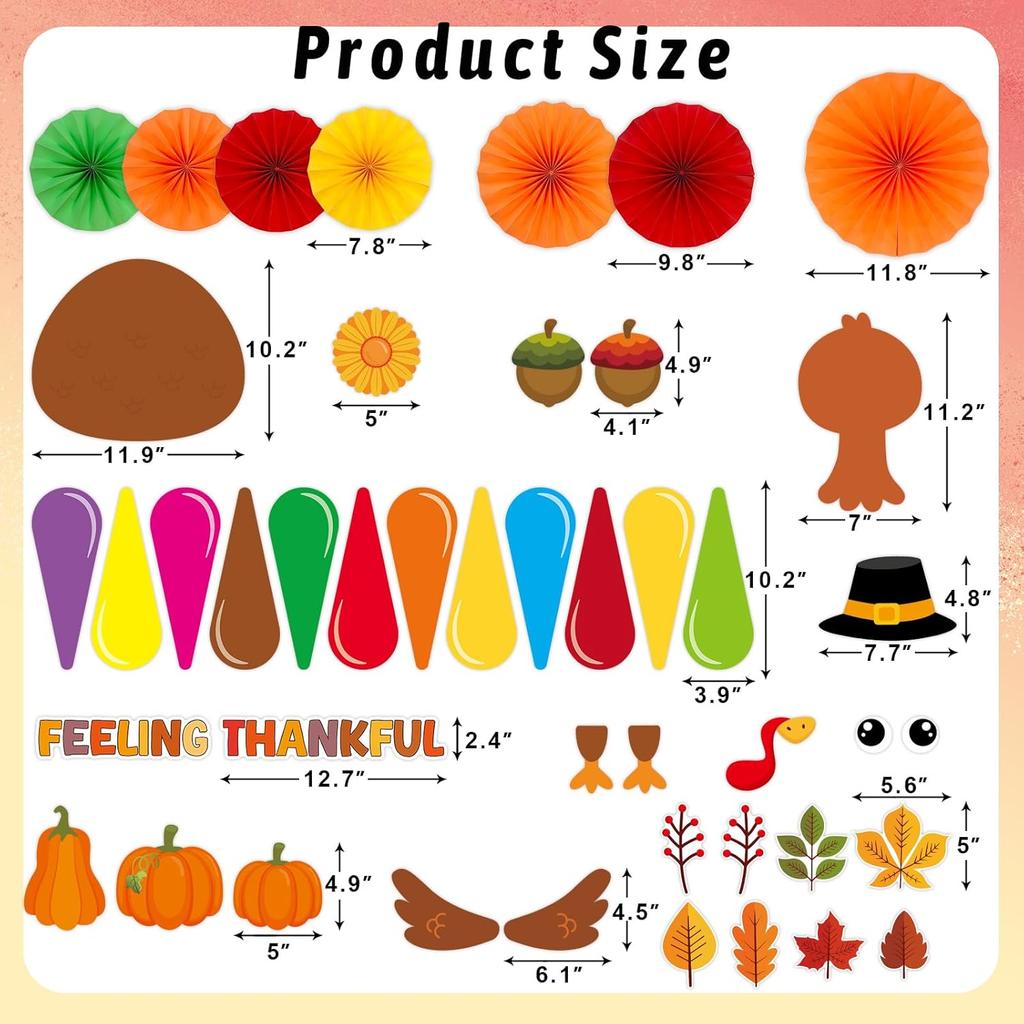 Ceiba Tree Thanksgiving Bulletin Board Decorations with Paper Fans Thankful Turkey Bulletin Board Classroom Decorations Set Leaves Pumpkin Cutouts