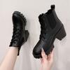 High Heel Spring and Autumn Coarse Heel Lace-up Martin Boots Women's Spring Single Boots Fashion Versatile Platform Locomotive Boots
