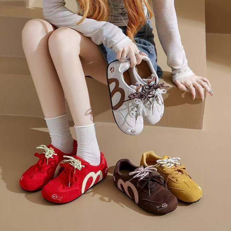 Red Dexun shoes, new autumn sports and leisure shoes, retro shoes, comfortable low-top board shoes Y