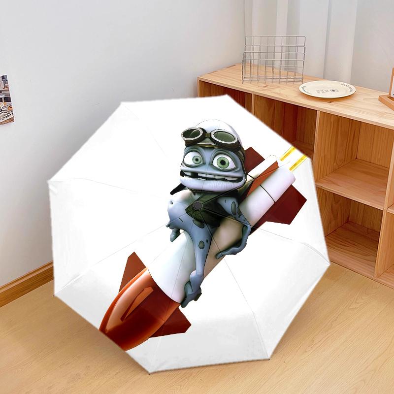 Crazy Frog, Automatic Folding Umbrella, Portable and Foldable Design, 8 Ribs, a Christmas or Birthday Gift.