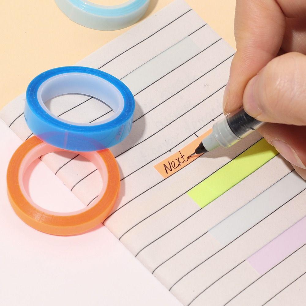 5 Rolls Highlighter Sticker PET Marking Sticker Fluorescent Index Tabs  School Office Supplies
