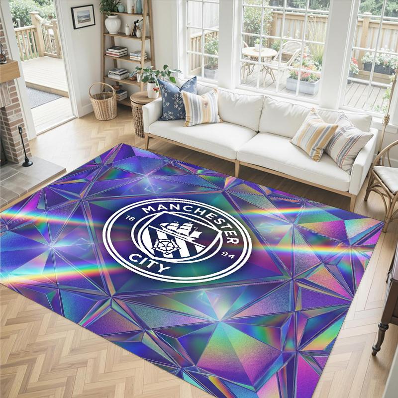 Manchester City Design Crystal Velvet Carpet Cozy Non?Slip Printed Rug For Bedroom Living Room Entrance