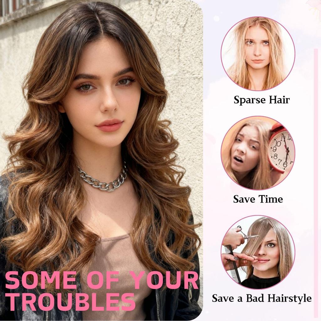 Gradient Brown Fashion Bangs Natural Curly Medium-Length Wig