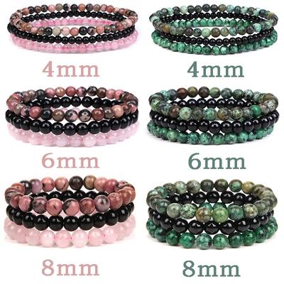 3 stk/sett par avstand armbånd naturstein agater kvarts krystallperler armbånd for menn kvinner yoga sjarm armbånd smykker