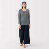 MUJI Warm Cotton Thick Sleeve FCD16A5A Medium Gray M Women's U-Neck 3/4 T-Shirt Women's