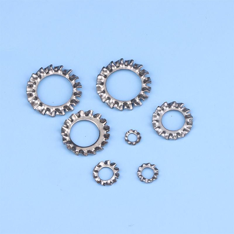 160 szt./pudełko Stal nierdzewna Zewnętrzne Wieloząbkowe Podkładki Blokujące Gwiazdkowe Zestaw Asortymentowy 7 Rozmiarów M3 M4 M5 M6 M8 M10 M12